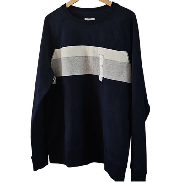 Goodfellow & Co Men’s Colorblock Crewneck Sweatshirt XL Navy Blue Gray White - Picture 7 of 7